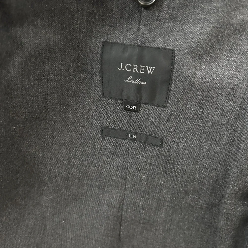 J Crew Blazer Mens 40R Gray Ludlow Slim Fit Cotton Wool Two Button Sport Moon‎